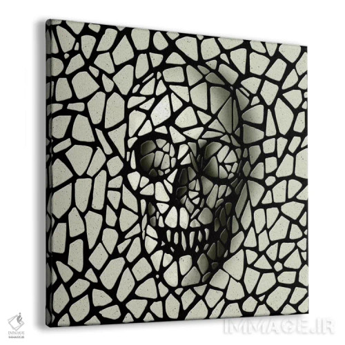 تابلو جمجمه موزاییک تکرنگ اثر علی گولچ - نمای پرسپکتیو محصول