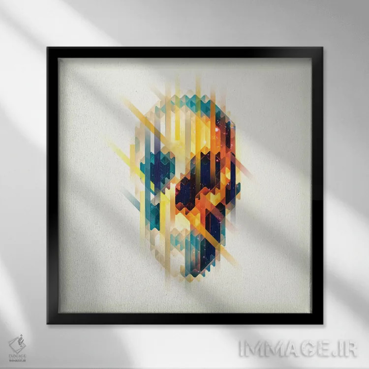 تابلو جمجمه لاوا (گدازه) اثر علی گولچ - نمای قابدار مشکی