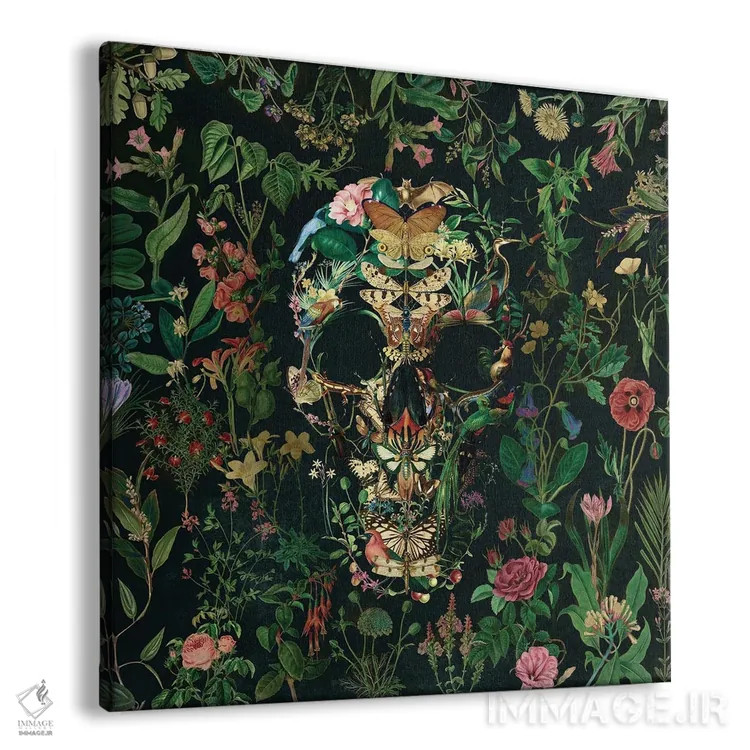 تابلو جمجمه پروانهای مربع اثر علی گولچ - نمای پرسپکتیو محصول