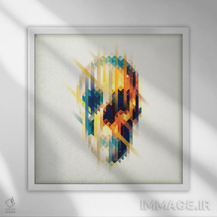 تابلو جمجمه لاوا (گدازه) اثر علی گولچ - نمای قابدار سفید