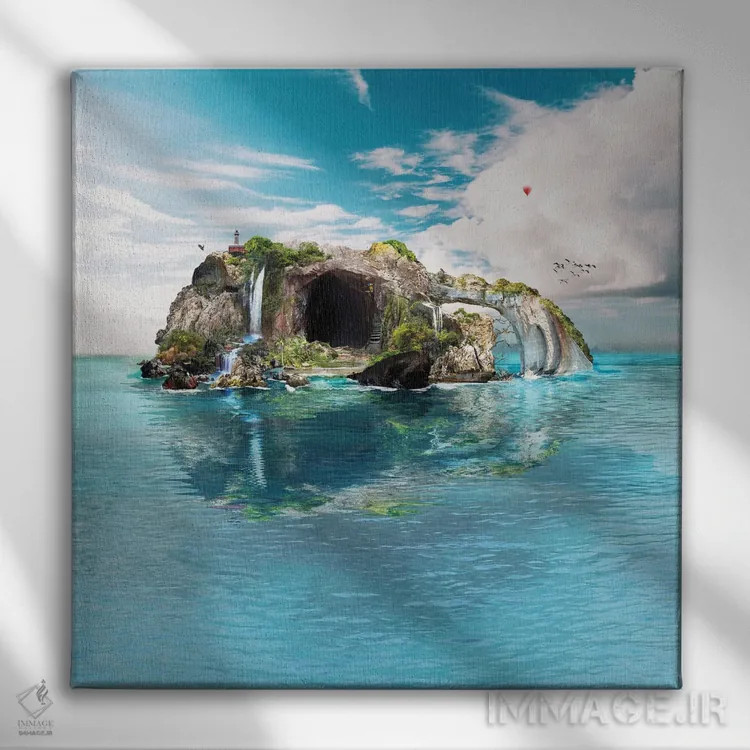 تابلو جمجمه جزیرهای اثر علی گولچ - نمای روبهرو روی دیوار