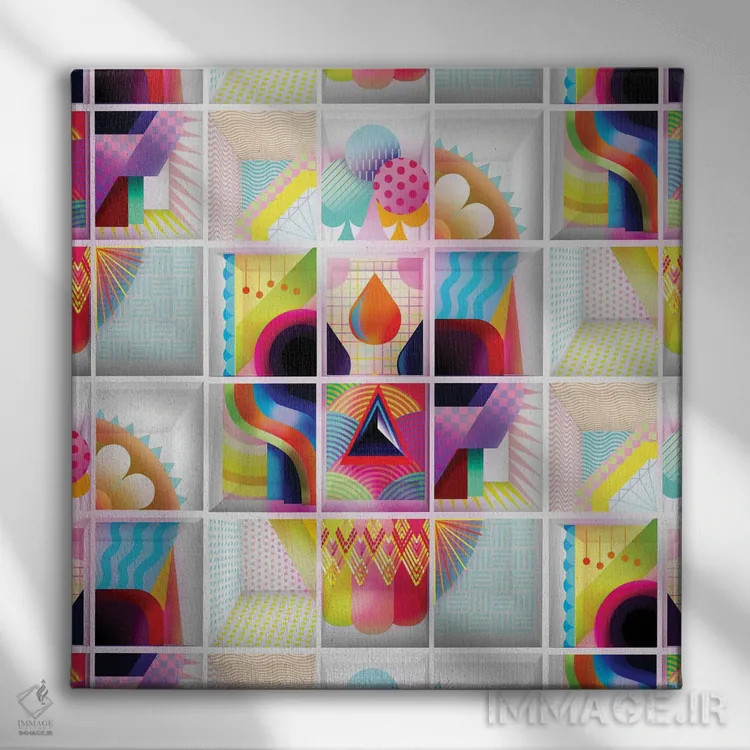 تابلو جمجمه آبنباتی اثر علی گولچ - نمای روبهرو روی دیوار