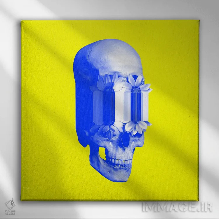 تابلو جمجمه عجیب و غریب اثر علی گولچ - نمای روبهرو روی دیوار