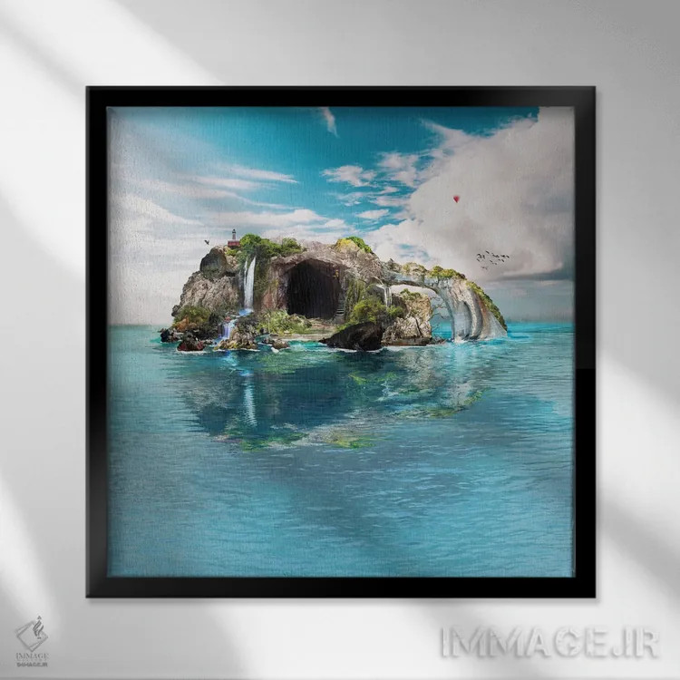 تابلو جمجمه جزیرهای اثر علی گولچ - نمای قابدار مشکی