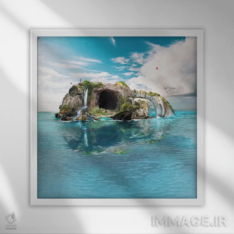 تابلو جمجمه جزیرهای اثر علی گولچ - نمای قابدار سفید