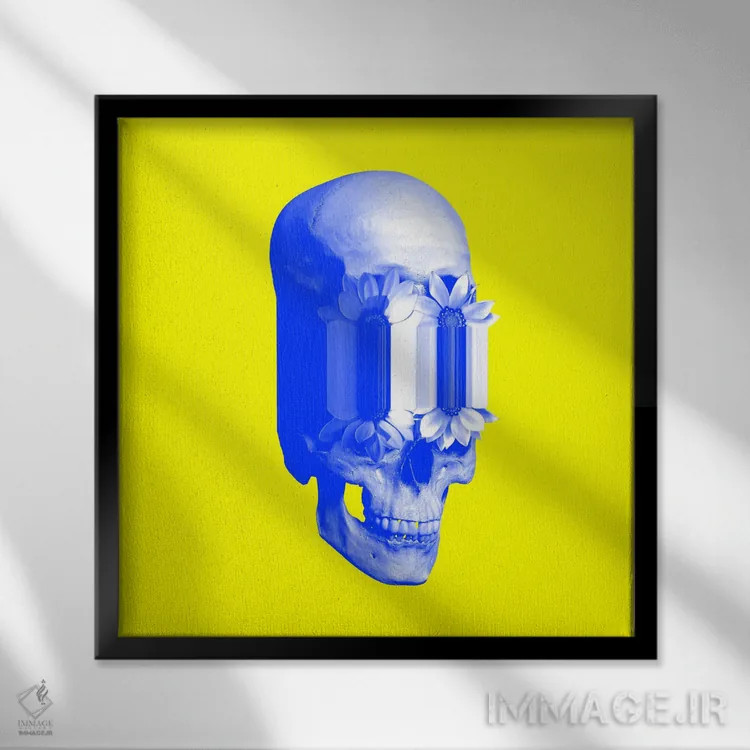 تابلو جمجمه عجیب و غریب اثر علی گولچ - نمای قابدار مشکی