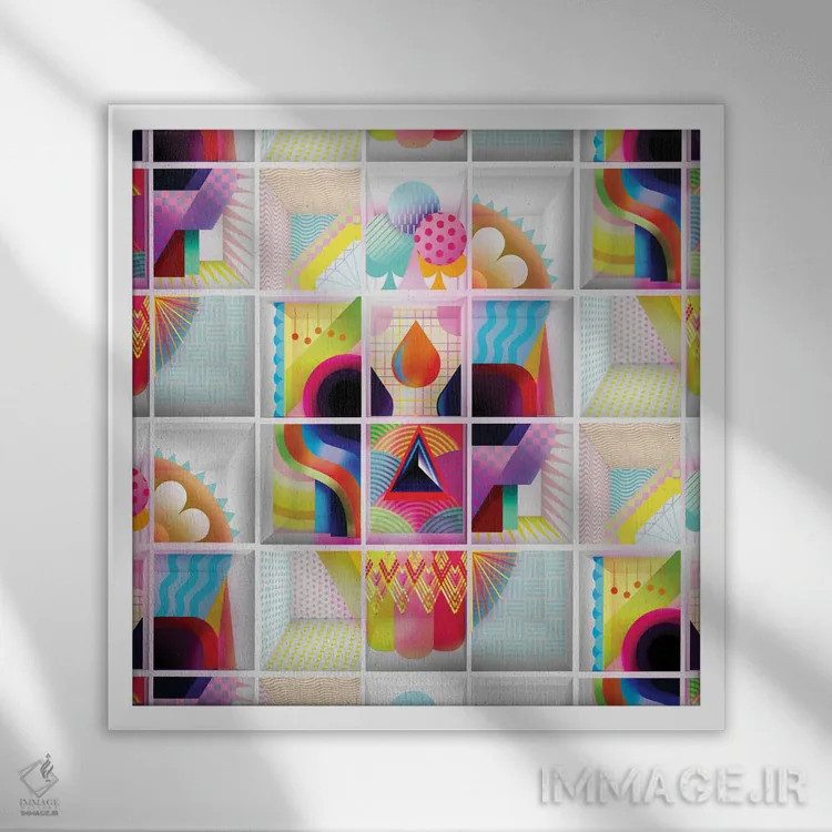 تابلو جمجمه آبنباتی اثر علی گولچ - نمای قابدار سفید