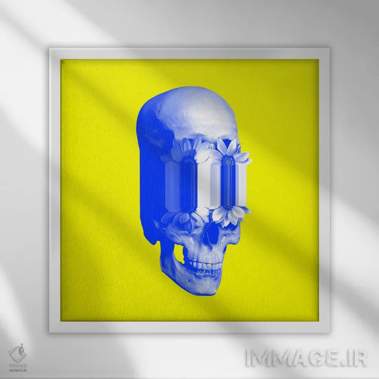 تابلو جمجمه عجیب و غریب اثر علی گولچ - نمای قابدار سفید