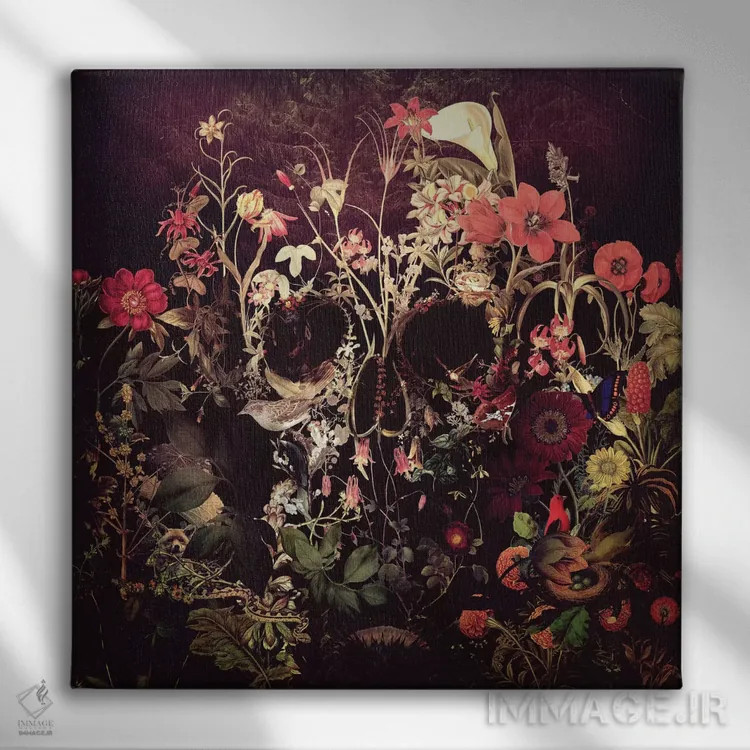 تابلو شکوفه مربع اثر علی گولچ - نمای روبهرو روی دیوار