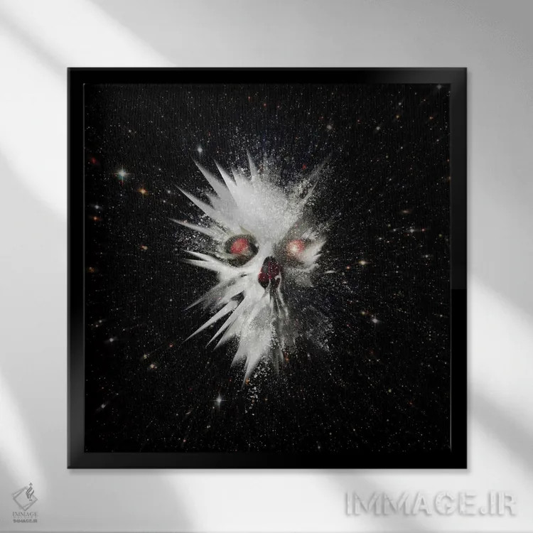 تابلو انفجار بزرگ مربع اثر علی گولچ - نمای قابدار مشکی