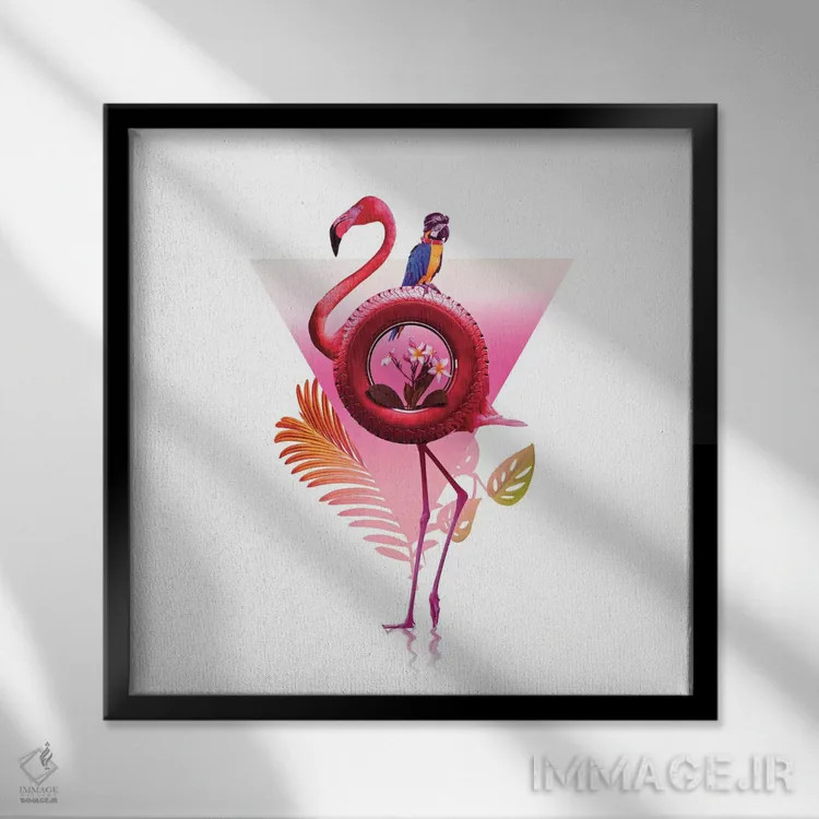 تابلو سواری فلامینگو اثر علی گولچ - نمای قابدار مشکی