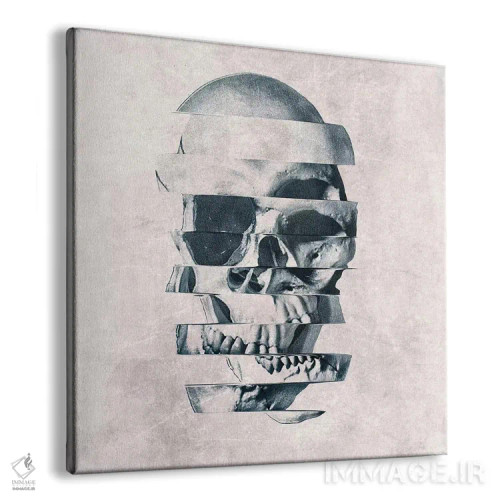تابلو جمجمه گلیچ مونو (جمجمه با افکت خرابی یکرنگ) اثر علی گولچ - نمای پرسپکتیو محصول