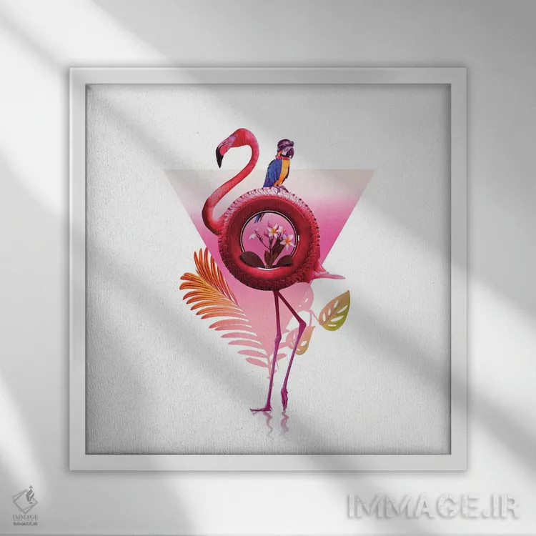 تابلو سواری فلامینگو اثر علی گولچ - نمای قابدار سفید