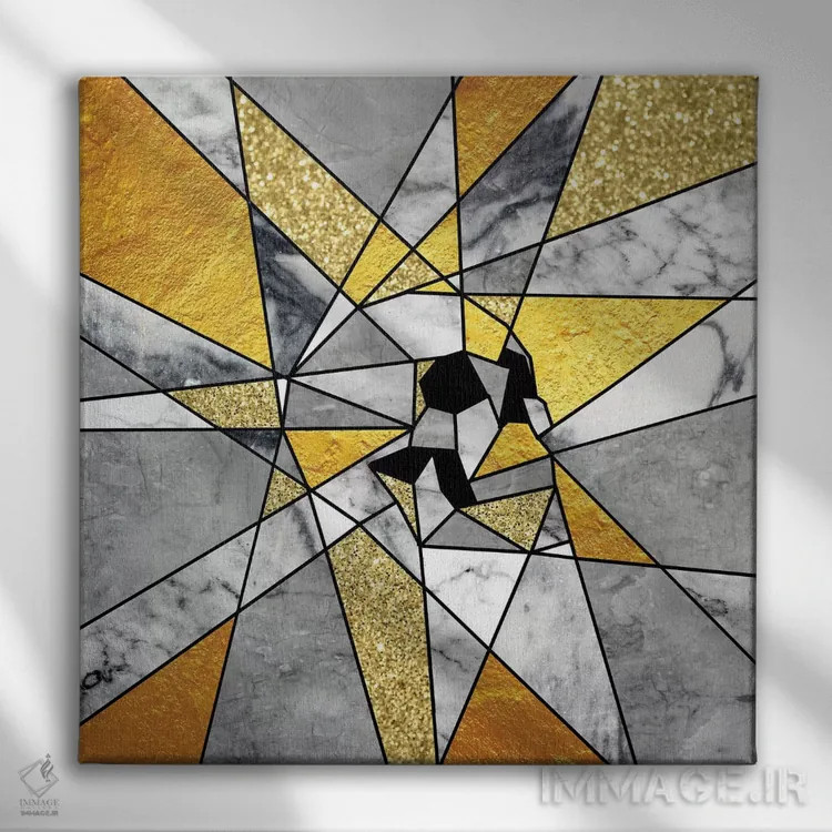 تابلو قطعه، مربع (نسخه مربعی اثر قطعه) اثر علی گولچ - نمای روبهرو روی دیوار