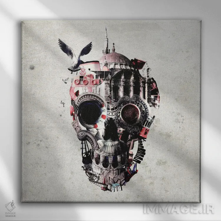 تابلو جمجمه استانبول I، مربع (نسخه مربعی جمجمه استانبول I) اثر علی گولچ - نمای روبهرو روی دیوار