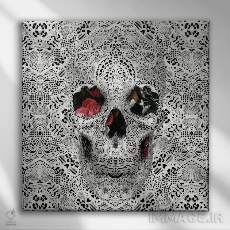 تابلو جمجمه توری II، مربع (مربع = نسخه مربعی) اثر علی گولچ - نمای روبهرو روی دیوار