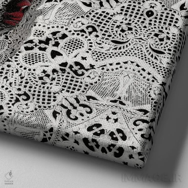 تابلو جمجمه توری II، مربع (مربع = نسخه مربعی) اثر علی گولچ - نمای نزدیک بافت بوم