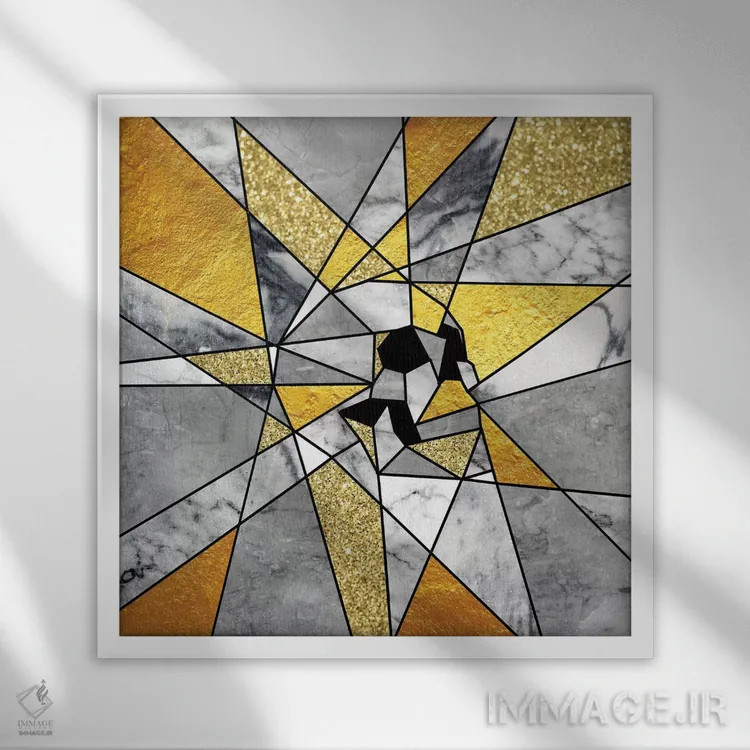 تابلو قطعه، مربع (نسخه مربعی اثر قطعه) اثر علی گولچ - نمای قابدار سفید