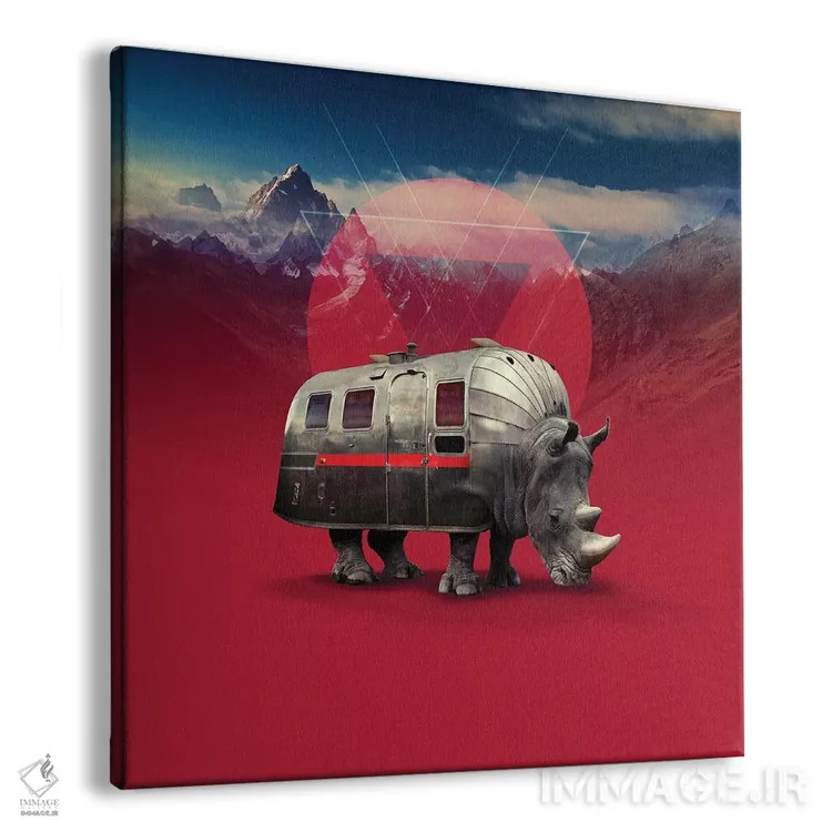 تابلو کرگدن، مربع اثر علی گولچ - نمای پرسپکتیو محصول