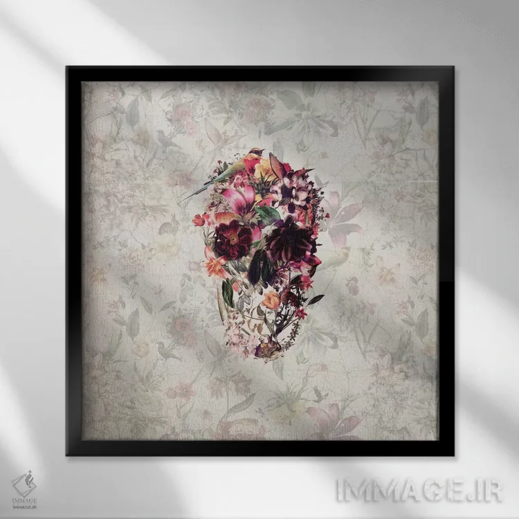 تابلو جمجمه جدید، مربع اثر علی گولچ - نمای قابدار مشکی