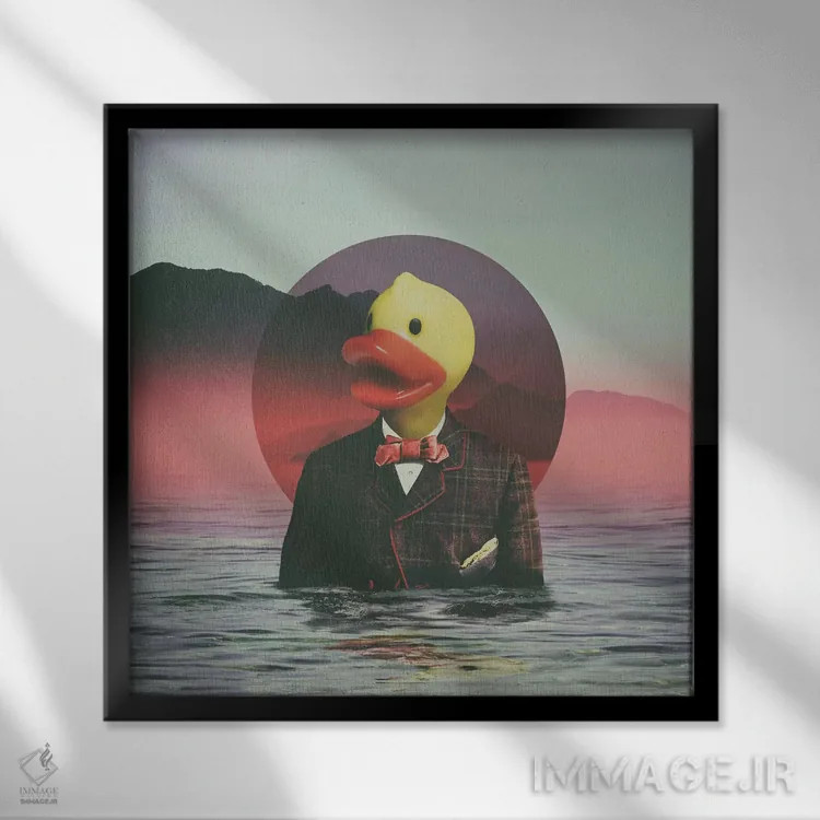 تابلو اردک پلاستیکی، مربع اثر علی گولچ - نمای قابدار مشکی