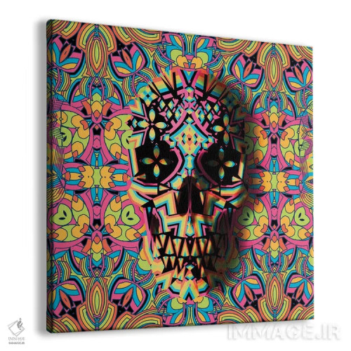 تابلو جمجمه هندسی، مربع اثر علی گولچ - نمای پرسپکتیو محصول