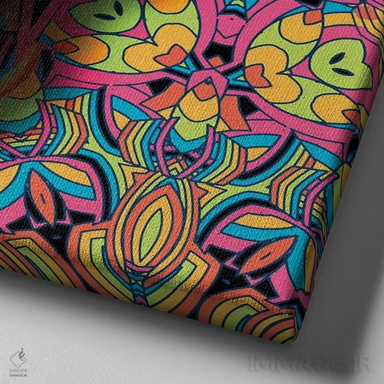 تابلو جمجمه هندسی، مربع اثر علی گولچ - نمای نزدیک بافت بوم