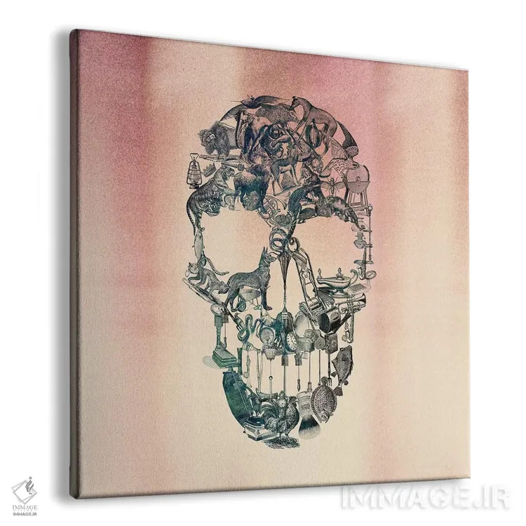 تابلو جمجمه وینتیج، مربع اثر علی گولچ - نمای پرسپکتیو محصول