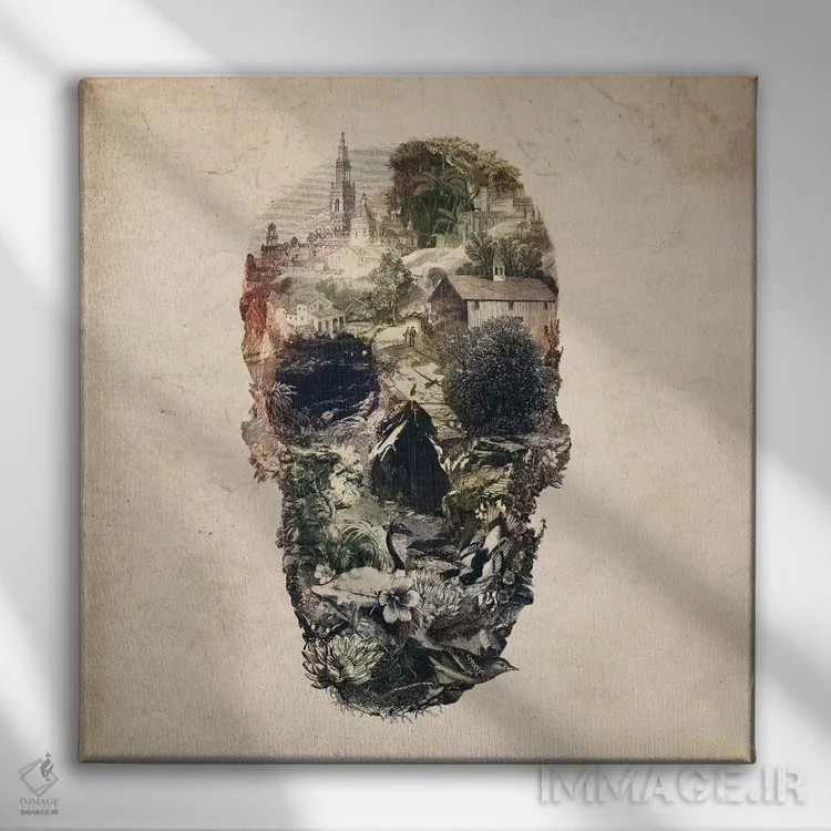 تابلو شهر جمجمه اثر علی گولچ - نمای روبهرو روی دیوار