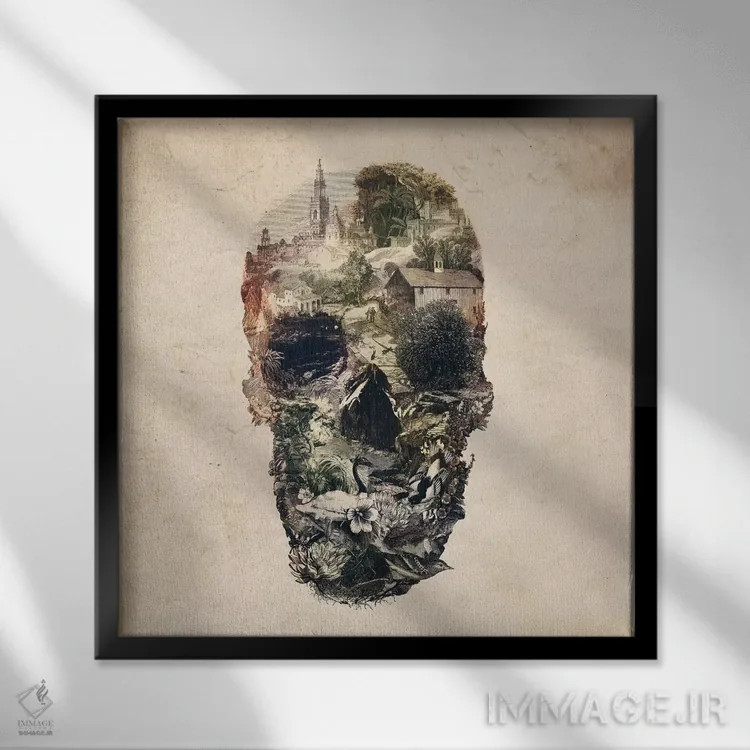 تابلو شهر جمجمه اثر علی گولچ - نمای قابدار مشکی