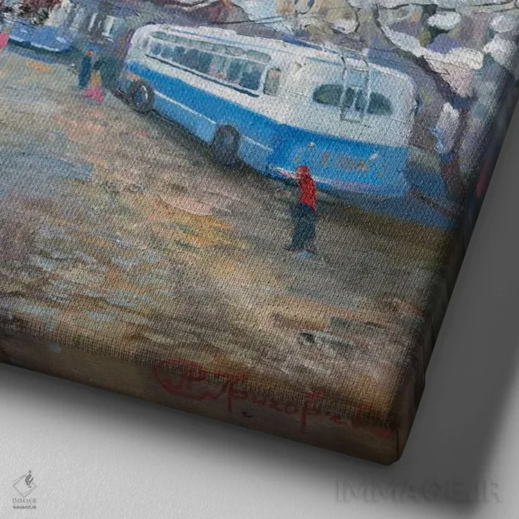 تابلو خانه ستاره اثر آناستاسیا گریگوریوا - نمای نزدیک بافت بوم