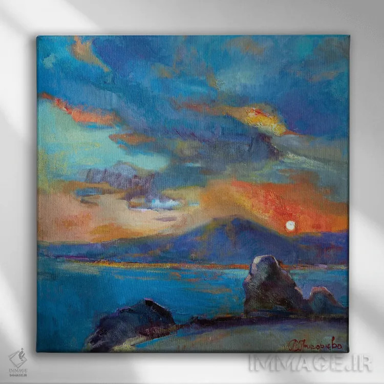 تابلو غروب ماراتهآ (شهری در ایتالیا) اثر آناستاسیا گریگوریوا - نمای روبهرو روی دیوار