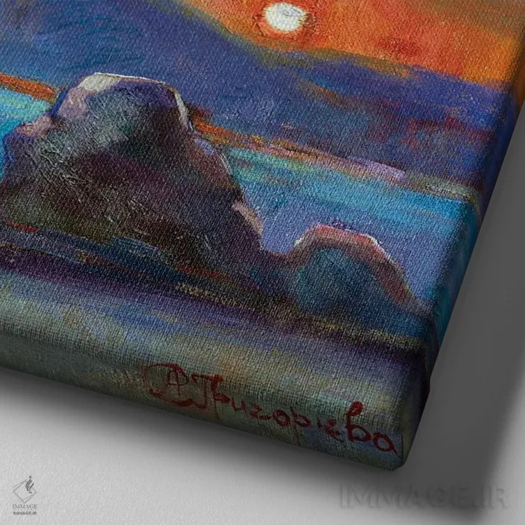 تابلو غروب ماراتهآ (شهری در ایتالیا) اثر آناستاسیا گریگوریوا - نمای نزدیک بافت بوم