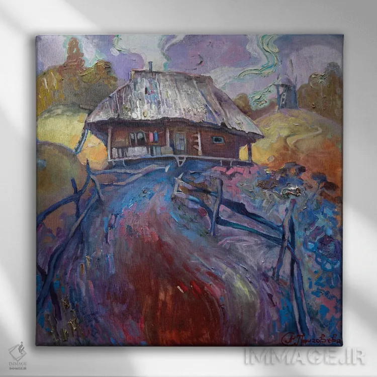 تابلو کلبه اثر آناستاسیا گریگوریوا - نمای روبهرو روی دیوار