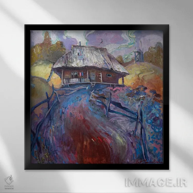 تابلو کلبه اثر آناستاسیا گریگوریوا - نمای قابدار مشکی