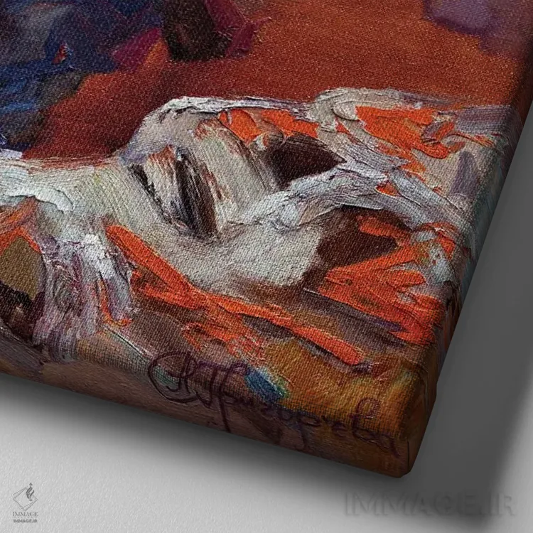 تابلو پیش از زمستان اثر آناستاسیا گریگوریوا - نمای نزدیک بافت بوم