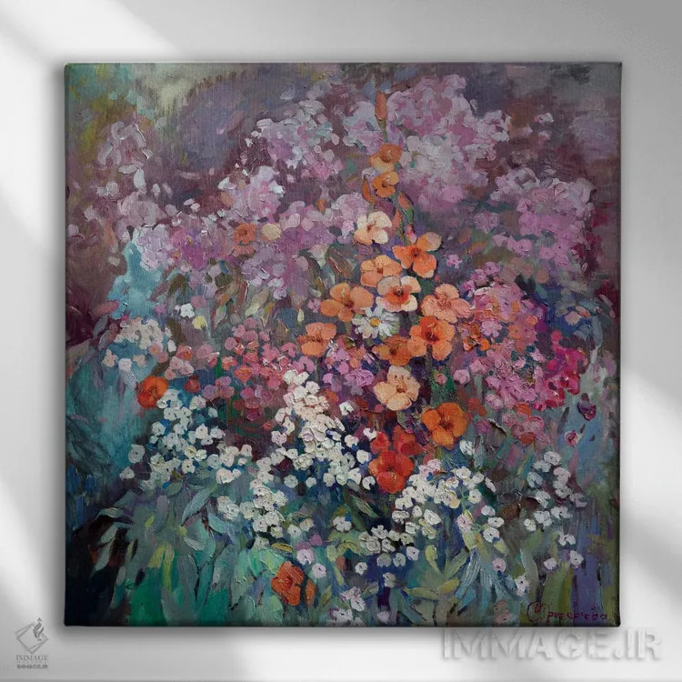 تابلو گلها اثر آناستاسیا گریگوریوا - نمای روبهرو روی دیوار