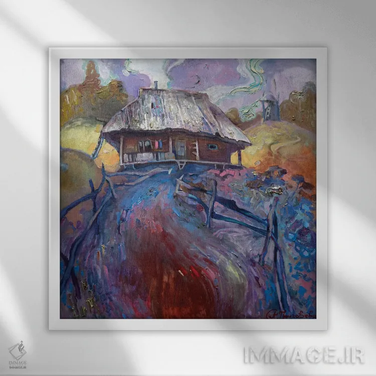 تابلو کلبه اثر آناستاسیا گریگوریوا - نمای قابدار سفید