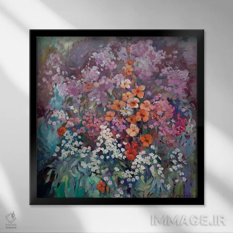 تابلو گلها اثر آناستاسیا گریگوریوا - نمای قابدار مشکی