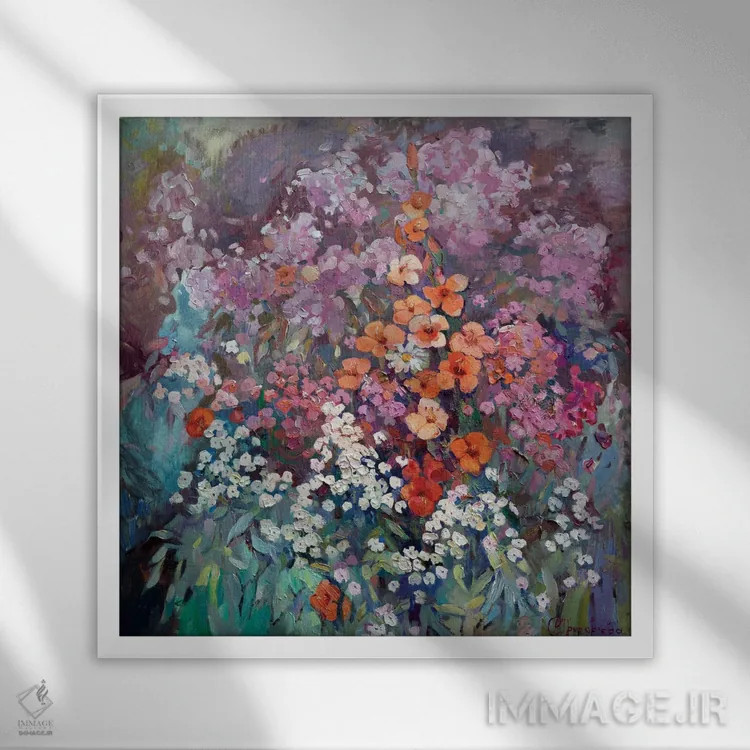 تابلو گلها اثر آناستاسیا گریگوریوا - نمای قابدار سفید