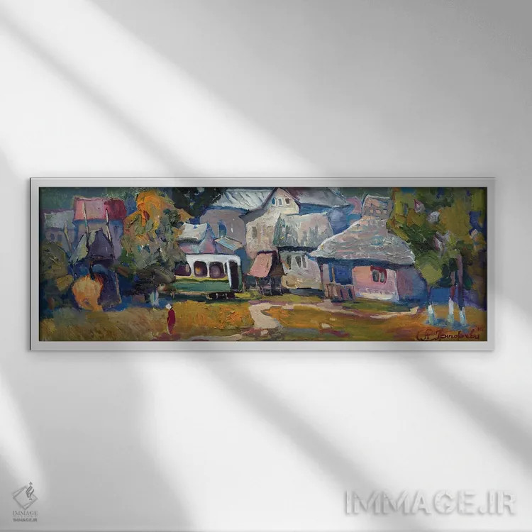 تابلو کولوچاوا در کارپاتیان (روستا در کوهستان کارپات) اثر آناستاسیا گریگوریوا - نمای قابدار سفید