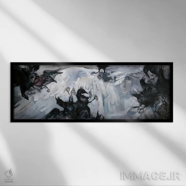 تابلو حمله به فرشته اثر آناستاسیا گریگوریوا - نمای قابدار مشکی