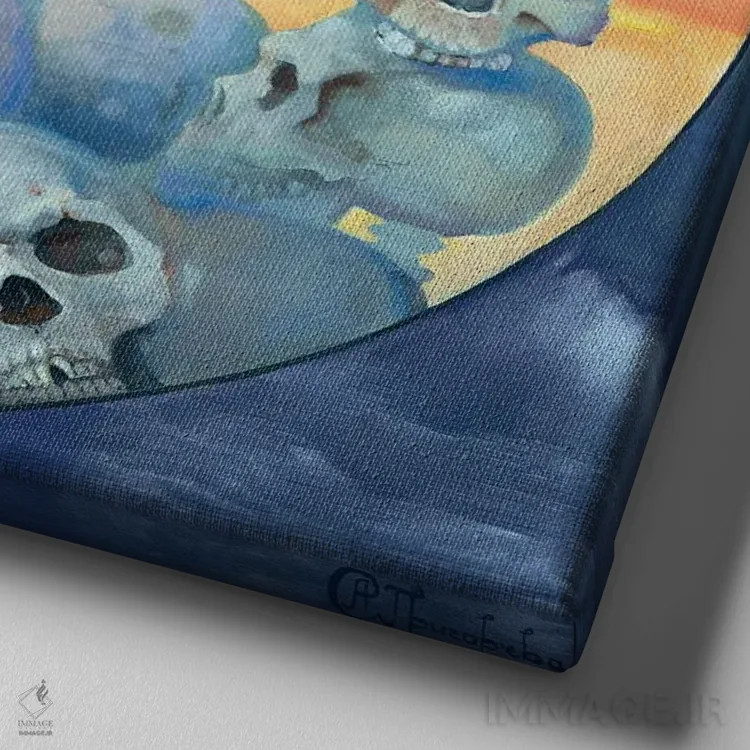 تابلو تفریح بازنشستگی (یا جشن بازنشستگان) اثر آناستاسیا گریگوریوا - نمای نزدیک بافت بوم