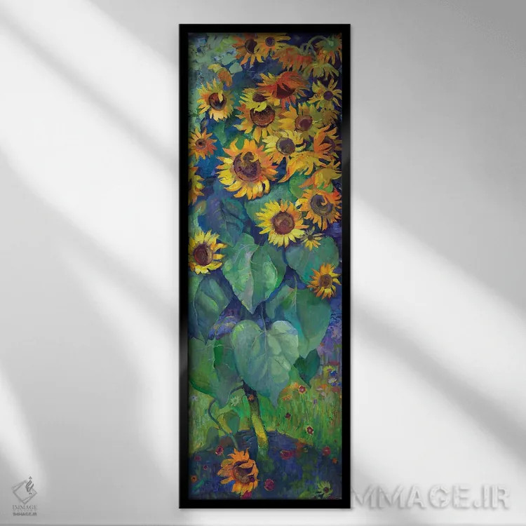 تابلو یک گل آفتابگردان اثر آناستاسیا گریگوریوا - نمای قابدار مشکی