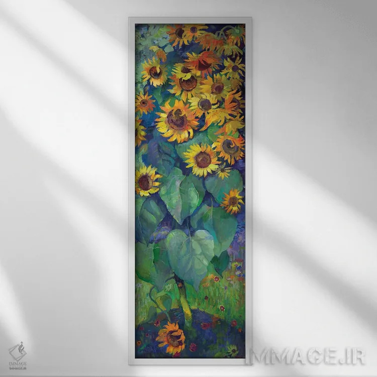 تابلو یک گل آفتابگردان اثر آناستاسیا گریگوریوا - نمای قابدار سفید