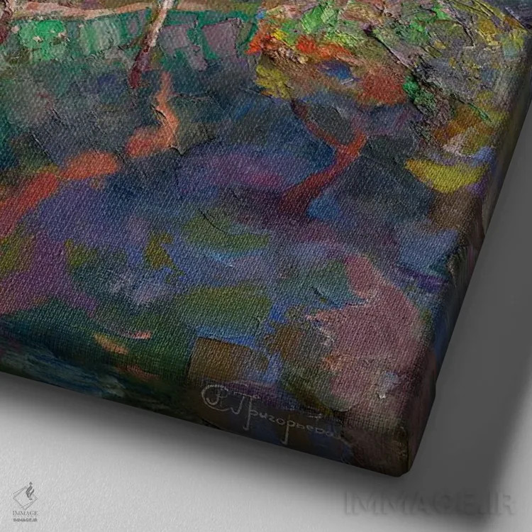 تابلو فونیکیلر رترو (تلهکابین قدیمی) اثر آناستاسیا گریگوریوا - نمای نزدیک بافت بوم