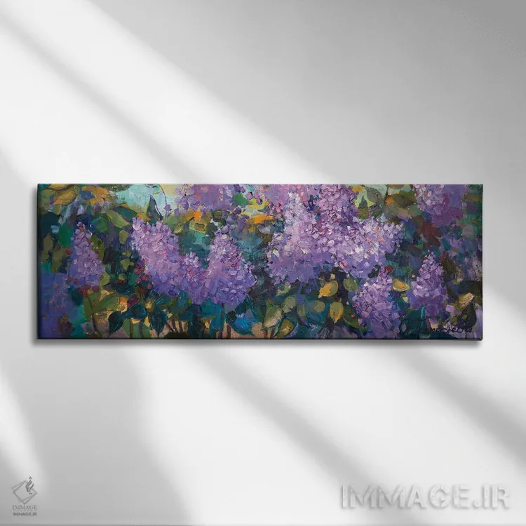 تابلو یاس بنفش اثر آناستاسیا گریگوریوا - نمای روبهرو روی دیوار