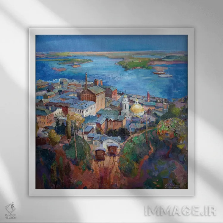 تابلو فونیکیلر رترو (تلهکابین قدیمی) اثر آناستاسیا گریگوریوا - نمای قابدار سفید