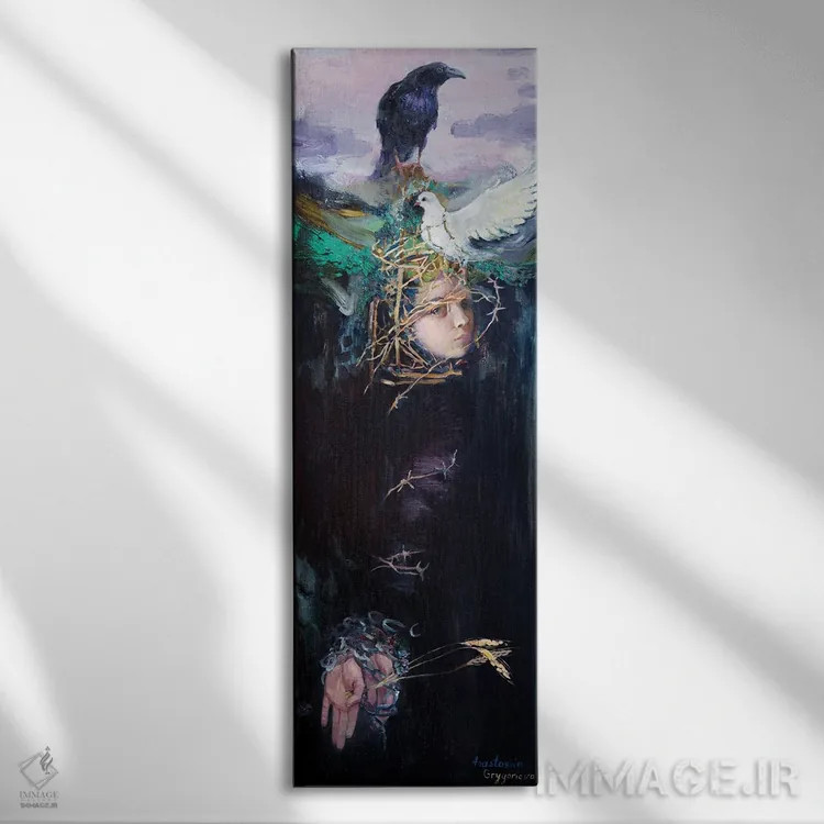 تابلو آینده ربوده شده I اثر آناستاسیا گریگوریوا - نمای روبهرو روی دیوار