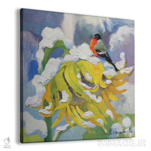 تابلو روز زمستانی گل آفتابگردان تابستانی اثر آناستاسیا گریگوریوا - نمای پرسپکتیو محصول